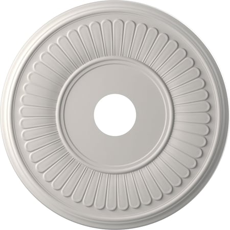 Ekena Millwork Berkshire PVC Medallion (Canopies up to 8 3/8"), 19"OD x 3 1/2"ID x 1"P, Satin Blossom White CMP19BEGBW